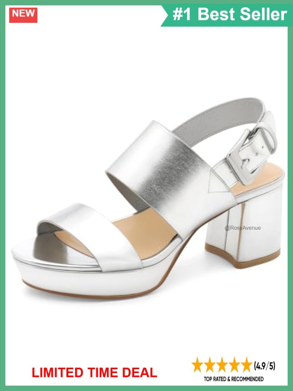 Women's Platform Heeled Sandals Faux Leather Ankle Strap Dressy Party Prom Shoes